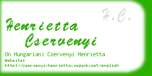 henrietta cservenyi business card